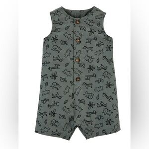 Carter's Green Safari Jersey Romper | 3M